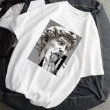 2021 Women T-Shirt Monla Lisa Printed t-shirt Female Ulzzang Aesthetic T-Shirts with short sleeve Harajuku Tops Oversized t-shir