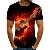 2020 new T-shirt men's music symbol T-shirt 3d guitar T-shirt shirt printed Gothic anime clothing short-sleeved T-shirt 110-6XL