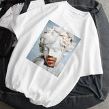 2021 Women T-Shirt Monla Lisa Printed t-shirt Female Ulzzang Aesthetic T-Shirts with short sleeve Harajuku Tops Oversized t-shir