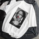 2021 Women T-Shirt Monla Lisa Printed t-shirt Female Ulzzang Aesthetic T-Shirts with short sleeve Harajuku Tops Oversized t-shir