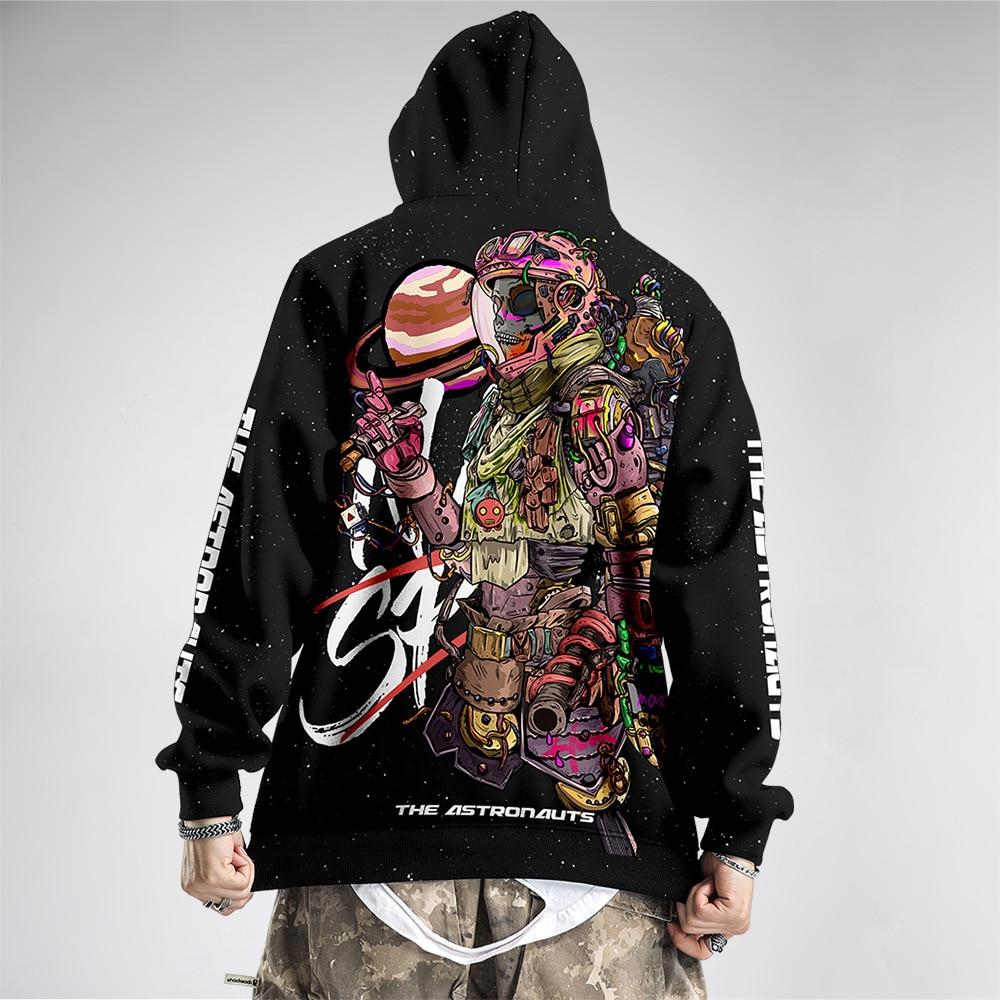 Men's Hoodies Harajuku Astronaut Printed Hoodie Male Streetwear Fashion Casual Sweatshirt Tops