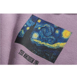 Men Hip Hop Hoodie Sweatshirt Van Gogh Starry Night Print Streetwear Pullover 2020 Autumn Cotton Harajuku Hooded Hoodie Purple