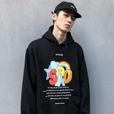 Hip Hop Streetwear Hoodie Sweatshirt Mens Sad Rainbow Printed Hoodie Cotton Harajuku Hooded Pullover Loose Casual Sweat Shirt