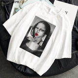 2021 Women T-Shirt Monla Lisa Printed t-shirt Female Ulzzang Aesthetic T-Shirts with short sleeve Harajuku Tops Oversized t-shir