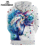 NADANBAO Brand Winter Women Sweatshirt Unicorn 3D Printed Cartoon Hoodies Pullovers Colorful Ink Splashi Hoodie Sweatshirts