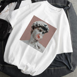 2021 Women T-Shirt Monla Lisa Printed t-shirt Female Ulzzang Aesthetic T-Shirts with short sleeve Harajuku Tops Oversized t-shir